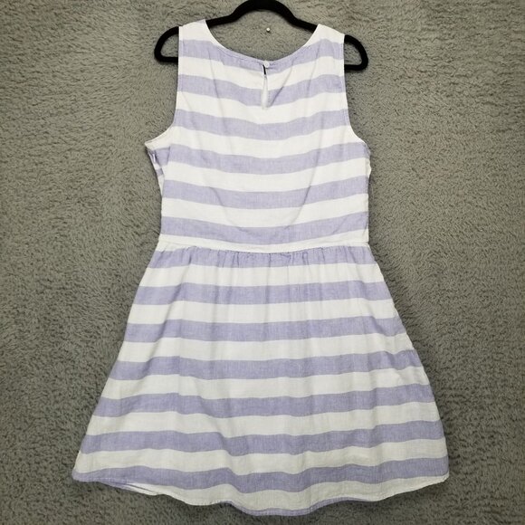 beachlunchlounge Dress Womens XL Purple White Striped Linen Blend Sleeveless - Picture 12 of 14